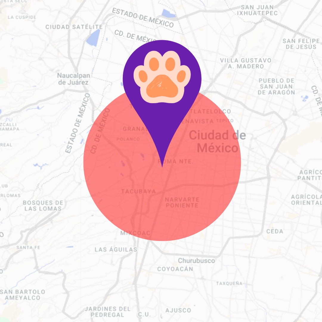 Zona de difusión de la alerta en redes sociales